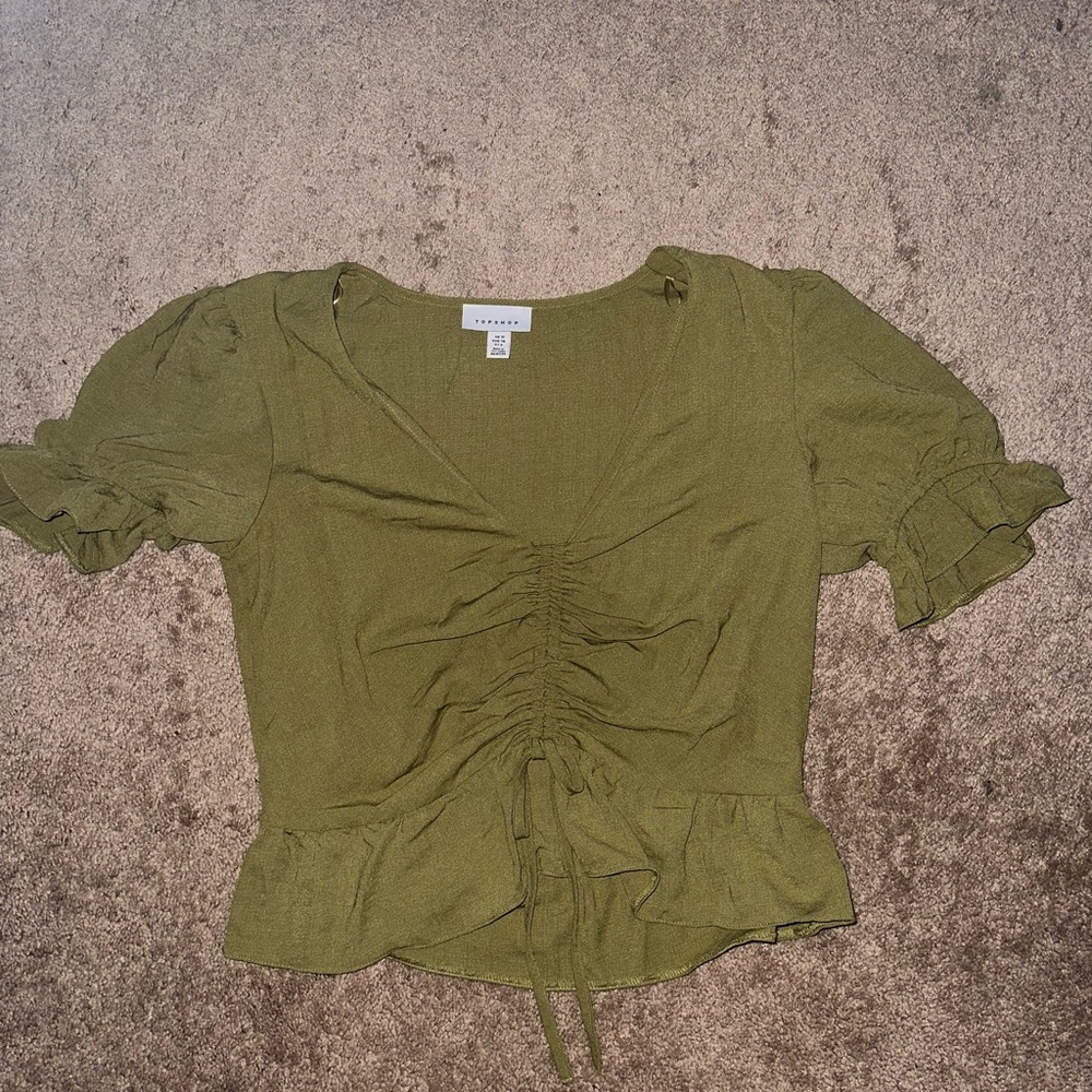 Topshop olive green blouse, size 6